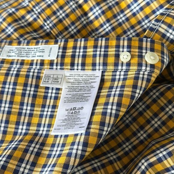 Brooks Brothers Original Polo Shirt Non Iron Supima Cotton size L Blue Yellow - Picture 10 of 10